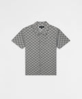 Checkerboard Viscose Button-Down Shirt - Grey